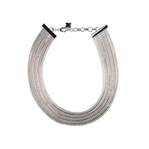 BCBG NECKLACE EGYPTIAN COLLAR SILVER TONED LAYERED